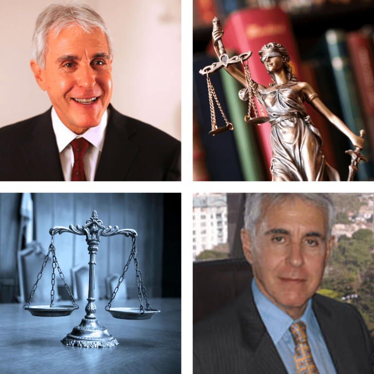 A collage of Atty. Steven A. Leff and law-related images